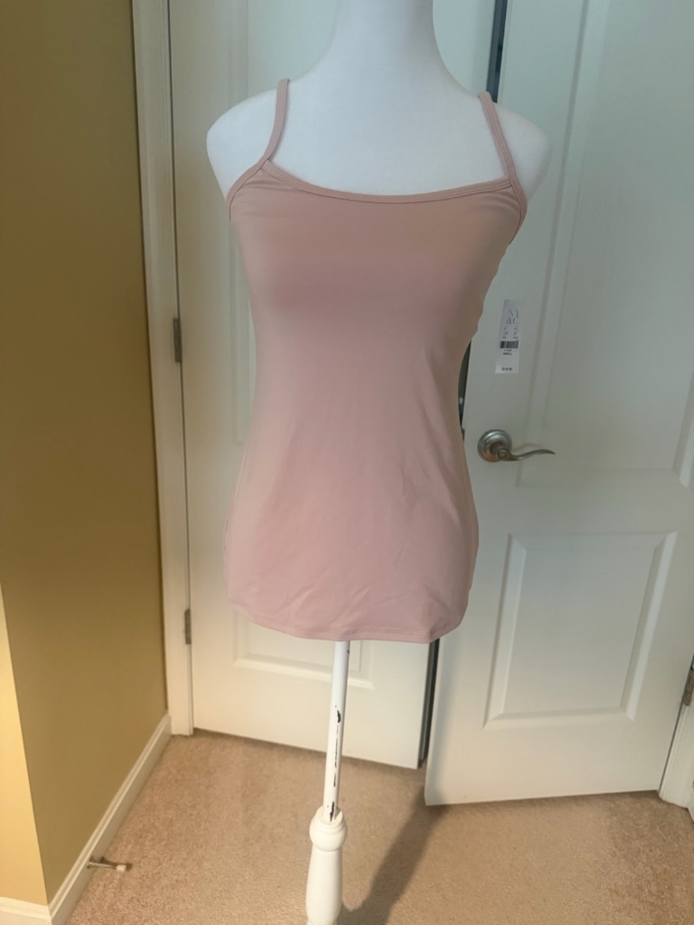New York & Company Blush Pink Spaghetti Strap Bodycon satin tank Camisole NWT